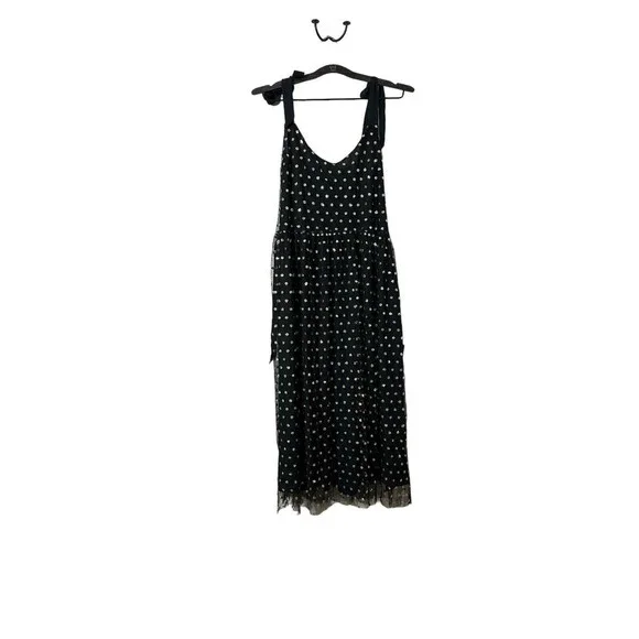Modcloth Another Brilliant‎ Gold Polka Dot Holiday Evening Dress Large NWT